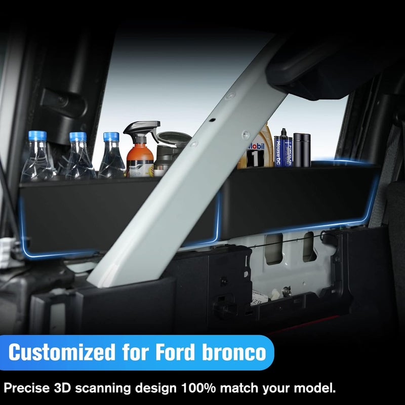 LitMiRaCle Trunk Storage Tray Organizers Rear Cargo Side Box is Applicable to Ford Bronco 2021 2022 2023 4 Door, Trunk Caddy Box, Internal Accessories, Black Matte Finish (Left Storage Box) - Image 3
